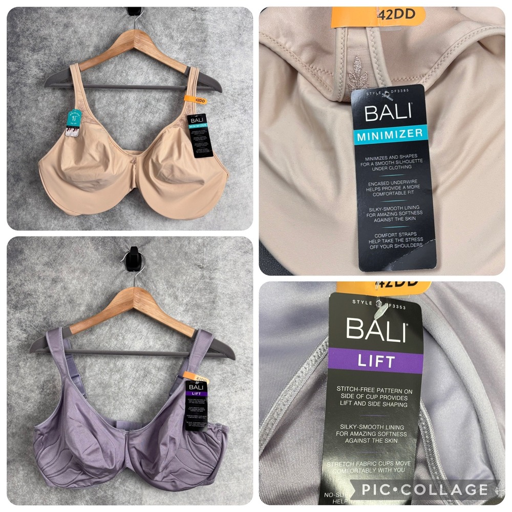 Bali‎ Bra Lift & Minimizer Bundle Lot of 2 Underwire Bras Size 42DD NWT